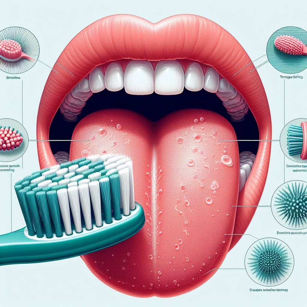 How To Clean Your Tongue - Tongue getting cleaned by toothbrush